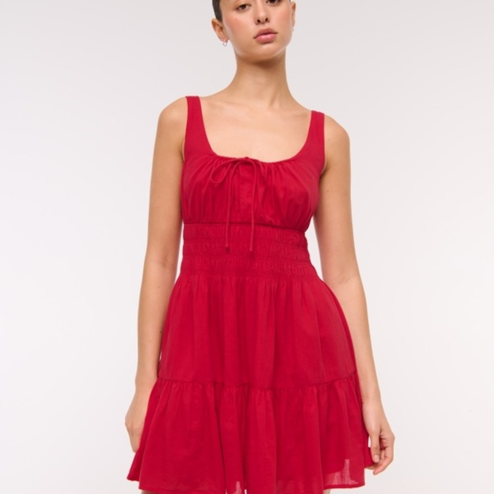 Abercrombie & Fitch Smocked Tie-Front Mini Dress